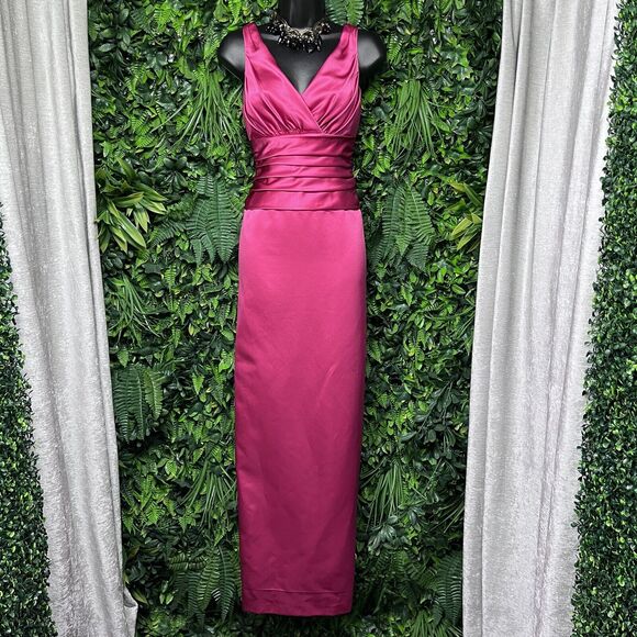 DAVIDS BRIDAL Dress Women 4 Pink‎ Satin Pleated Layered Gown Formal Wedding 2419 - Picture 8 of 12